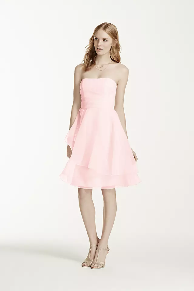 Short Strapless Organza Dress with Full Skirt Image