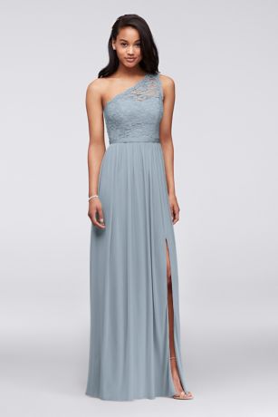 one shoulder blush bridesmaid dresses