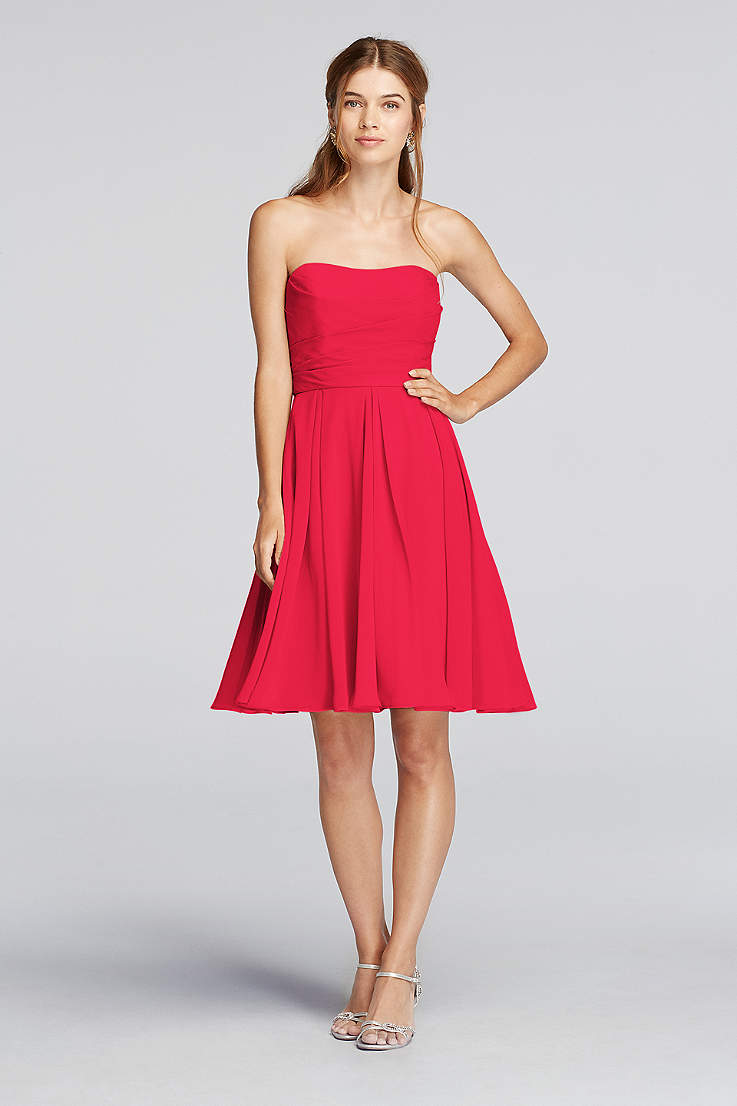 Strapless Chiffon Bridesmaid Dresses Charcoal