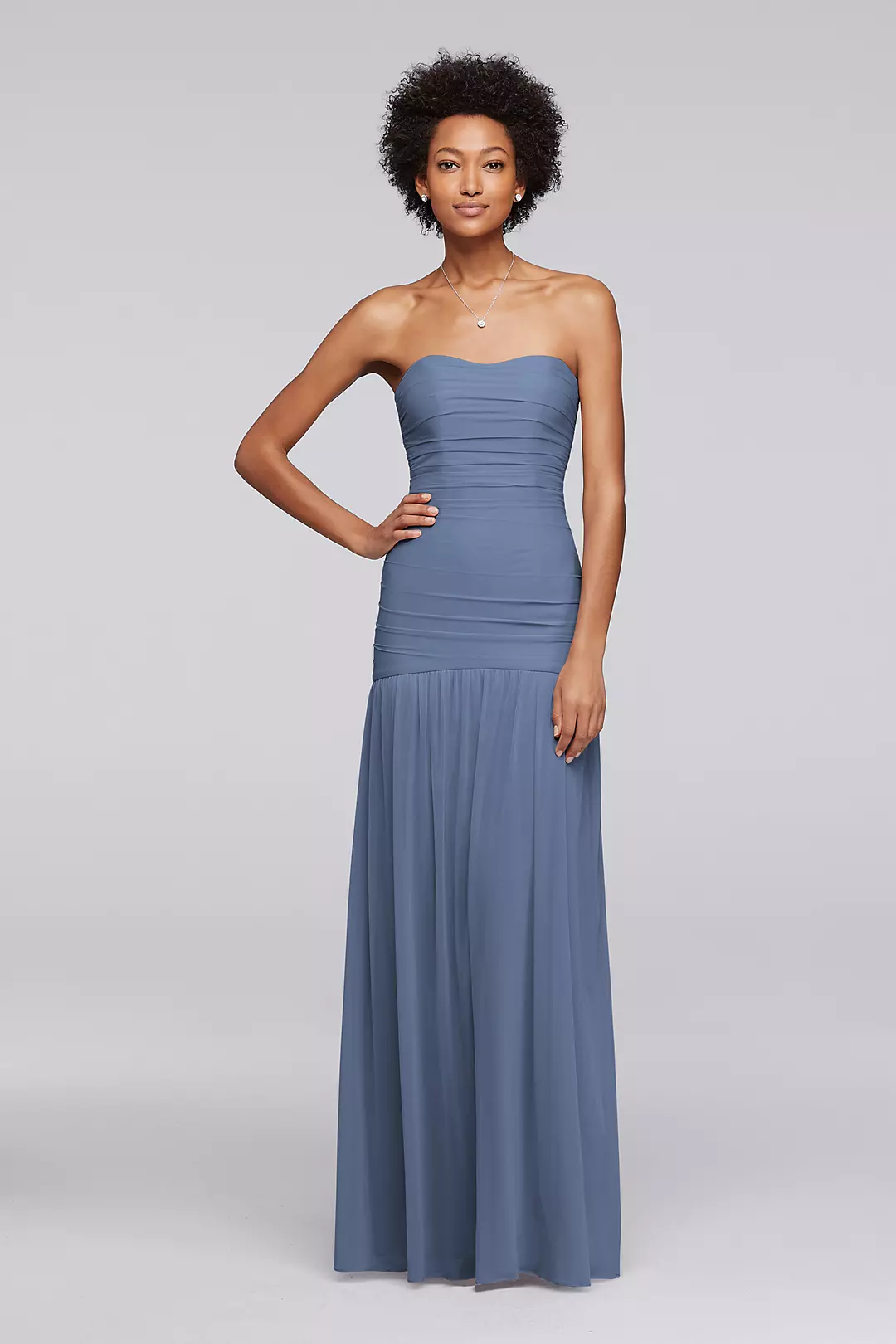 Long Fit and Flare Strapless Bridesmaid Dress  Image