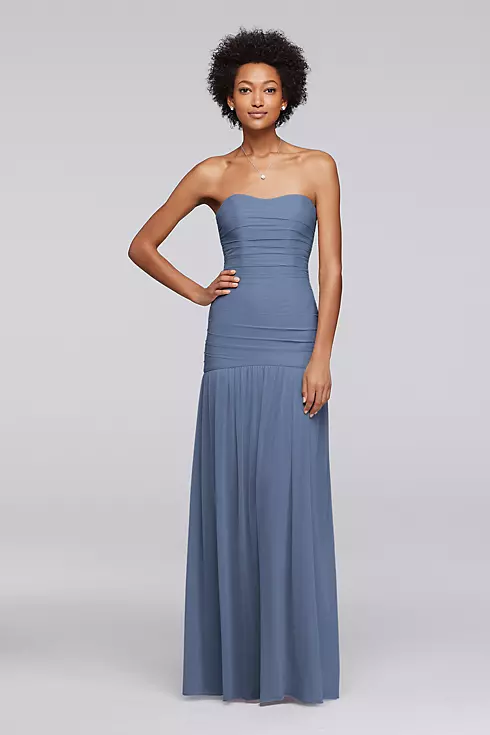 Long Fit and Flare Strapless Bridesmaid Dress  Image 1
