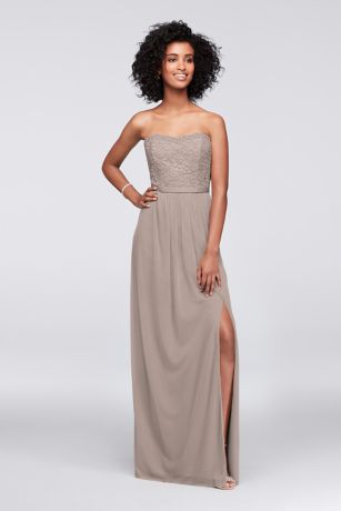 Strapless Mesh Bridesmaid Dress