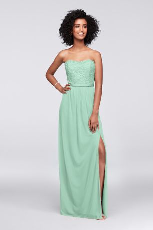 Vintage Light Green Strapless Off-shoulder Sheath Midi Bridesmaid Dres –  SposaBridal