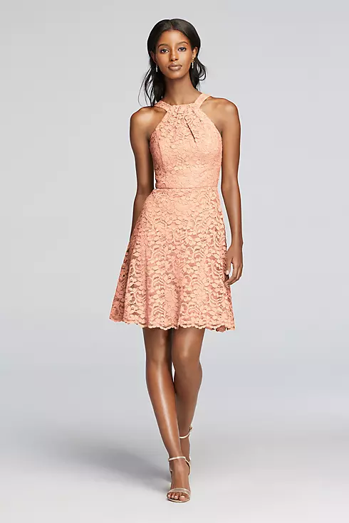 Short All Over Lace Dress with Y Neck  Image 1