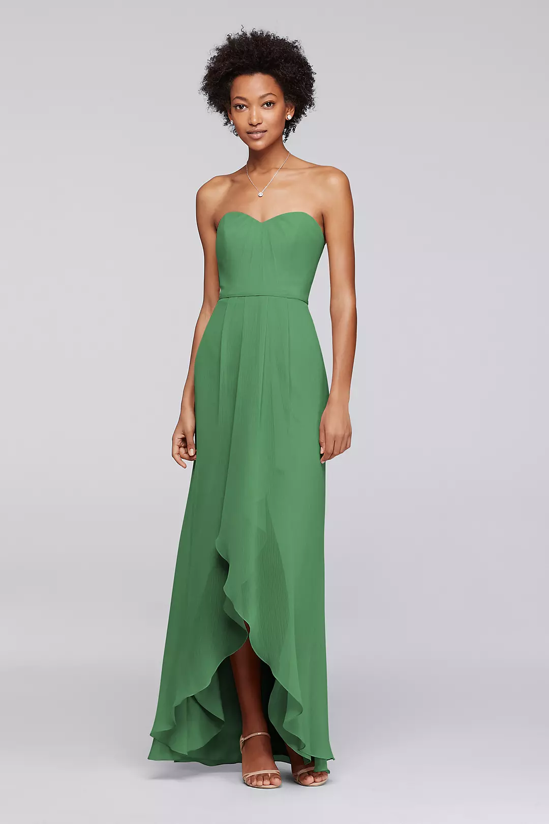 Strapless Bridesmaid Dress with High-Low Hem Image