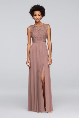 david's bridal lace top bridesmaid dress