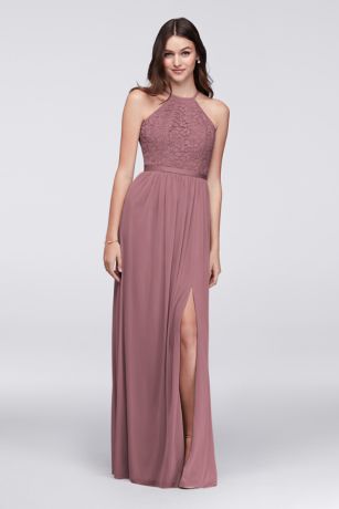 david's bridal halter bridesmaid dress