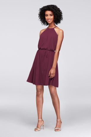 burgundy tea length bridesmaid dresses