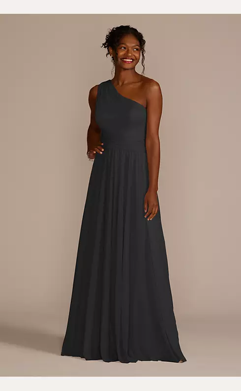 Mesh One-Shoulder Dress with Full Skirt Image 1