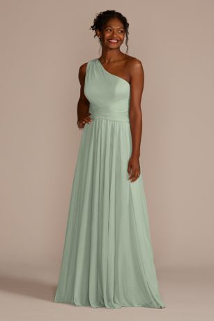 David s Bridal One Shoulder Dress