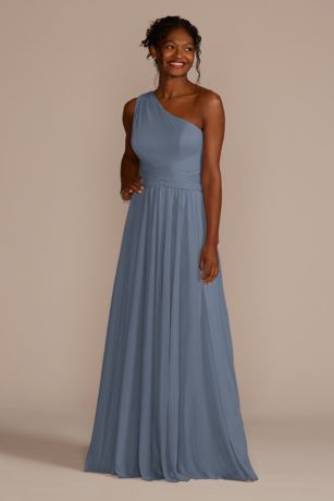 david's bridal grey long dress