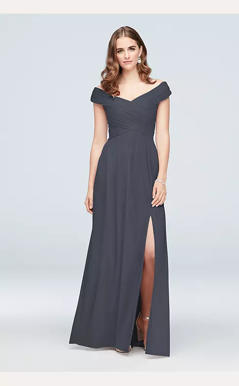 Crisscross Off-the-Shoulder Mesh Dress Image 1