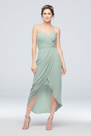 Tulip hem georgette 2025 midi bridesmaid dress