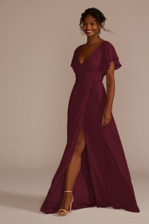 Wine colored shop wrap dress