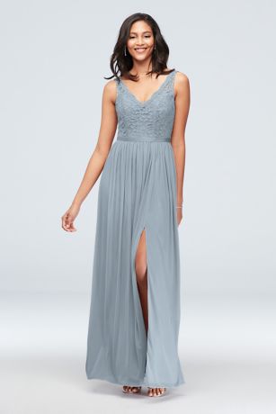 david's bridal lace top bridesmaid dress