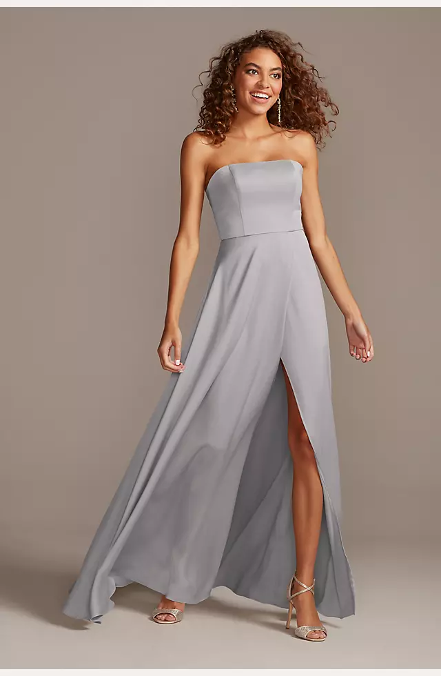 Crepe-Back Satin Strapless Bridesmaid Dress Image