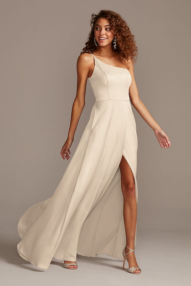 Crepe-Back Satin One-Shoulder Bridesmaid Dress Image 1