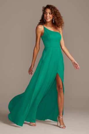 One Shoulder Teal Bridesmaid Dresses