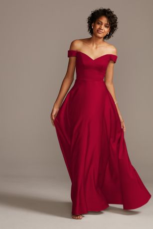 david s bridal off the shoulder bridesmaid dress