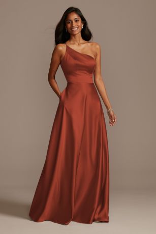 Long Orange Bridesmaid Dress