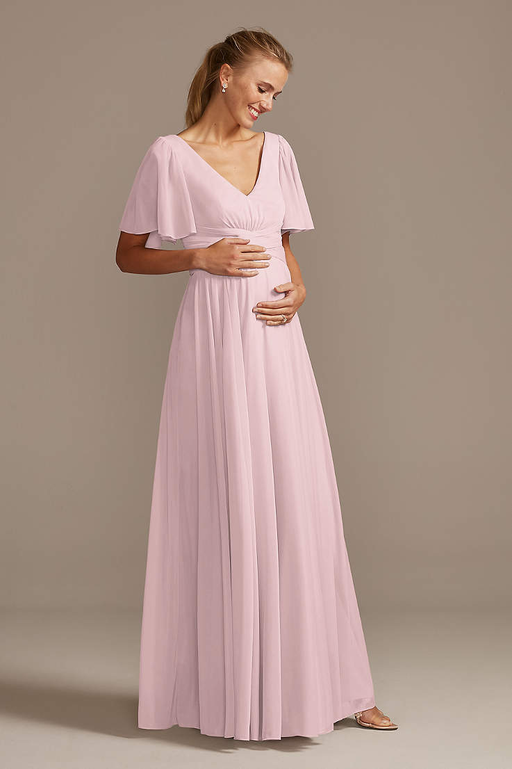 Dusky Pink Chiffon Bridesmaid Dress Wedding Party Prom Gown Maxi Evening 