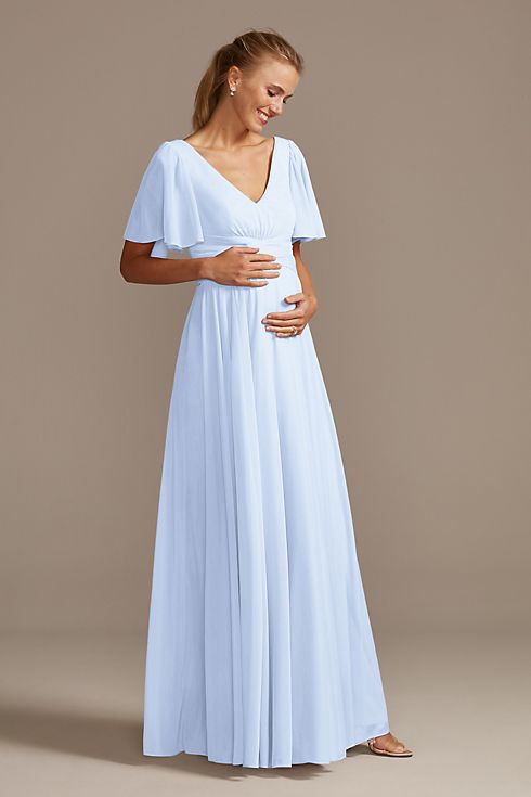Flutter Sleeve Mesh Maternity Bridesmaid Dress Image 1