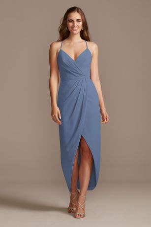 blue midi bridesmaid dress