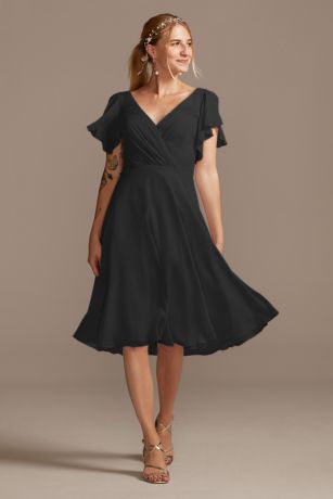 Flutter Sleeve Chiffon Short Bridesmaid Dress
