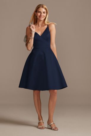 short blue bridesmaid dresses