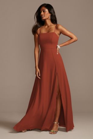 Y Strap Chiffon Dress David s Bridal