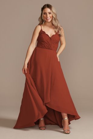 Lace Chiffon High-Low Bridesmaid Dress | David's Bridal