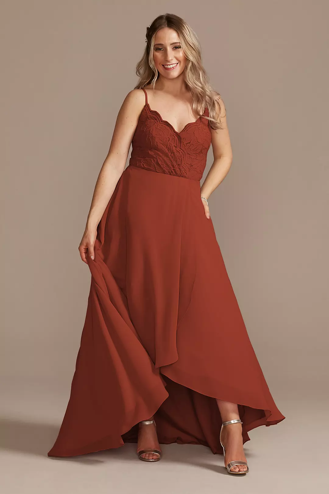 Lace Chiffon High-Low Dress Image