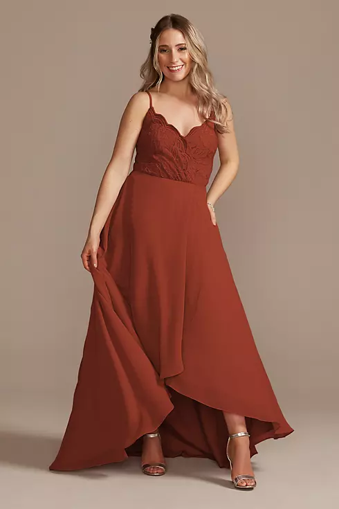 Lace Chiffon High-Low Bridesmaid Dress Image 1
