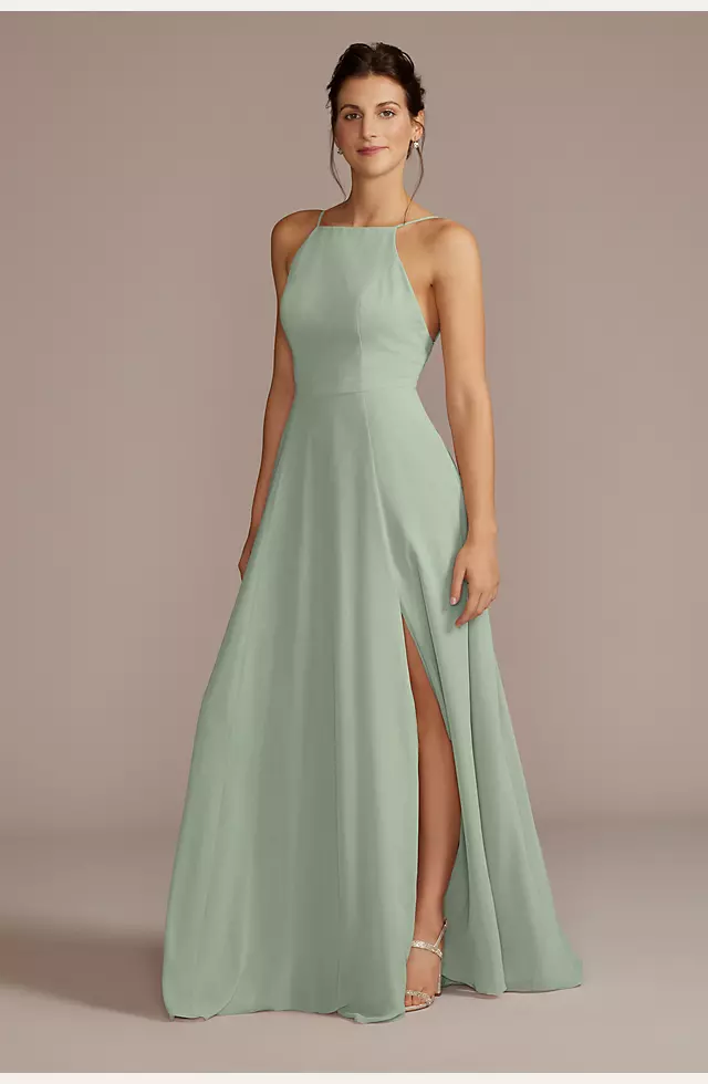 Chiffon High-Neck A-Line Bridesmaid Dress