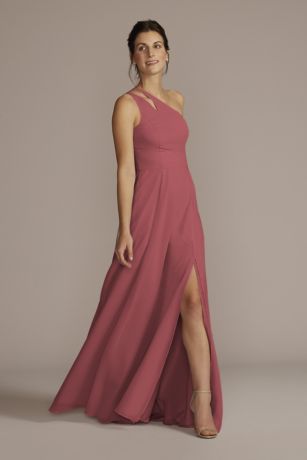 Chiffon One-Shoulder Cutout Dress Image