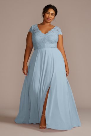 Blue Lace Chiffon Dress