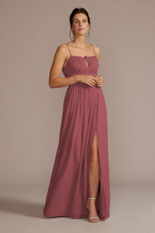 Chiffon Gathered Bodice Dress