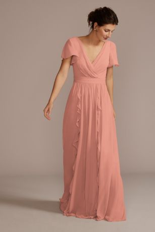 Chiffon Flutter Sleeve Ruffle Dress Image