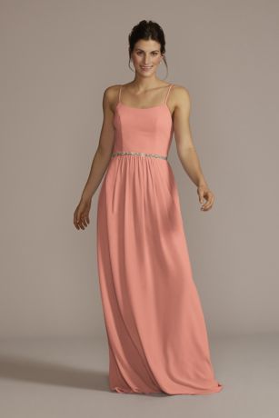 A-Line Spaghetti Straps Tiered Chiffon Dress Silver main image 1