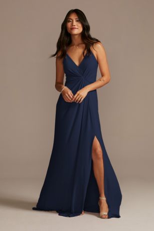 Jersey A-Line Bridesmaid Dress with Knot Detail | David's Bridal