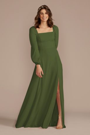 Olive Green Chiffon Bridesmaid Dresses