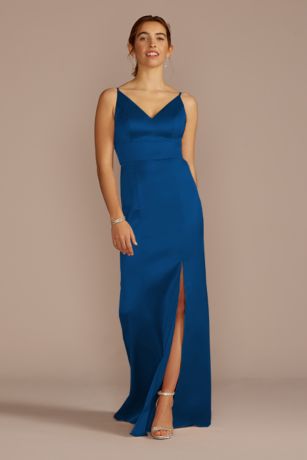 Stretch Satin Spaghetti Strap Dress Image