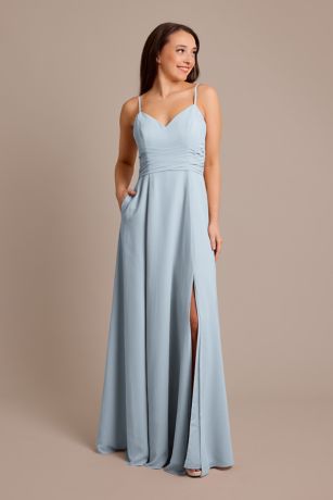 Chiffon Back Tie A-Line Bridesmaid Dress | David's Bridal