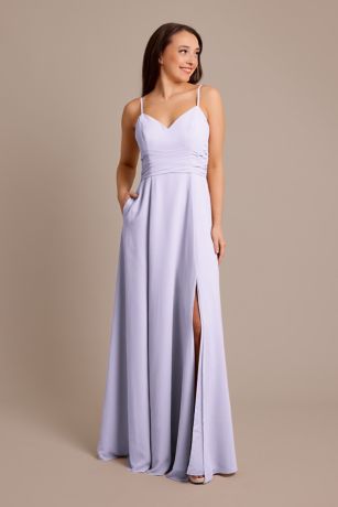 Iris Dave's Bridal Dresses Chiffon Back Tie A-Line Bridesmaid Dress  David's Bridal