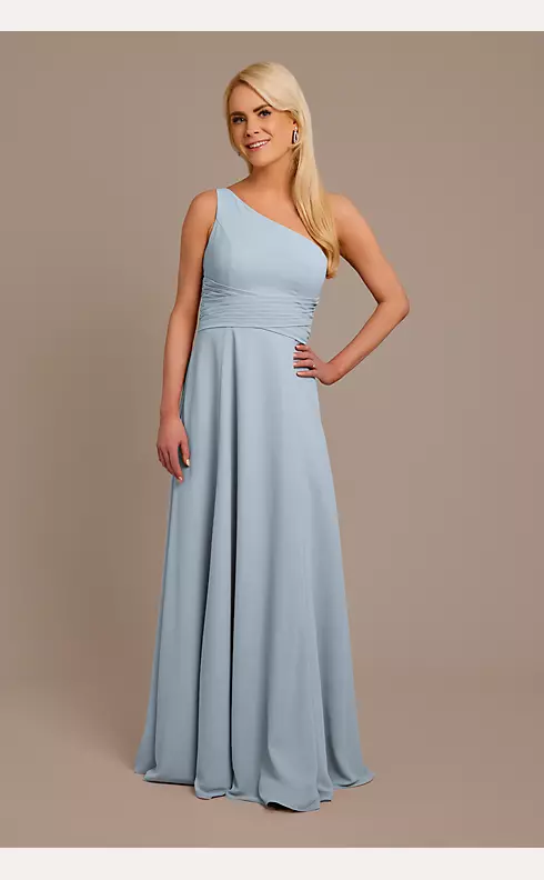 Chiffon One-Shoulder Bridesmaid Dress with Tie Image 1