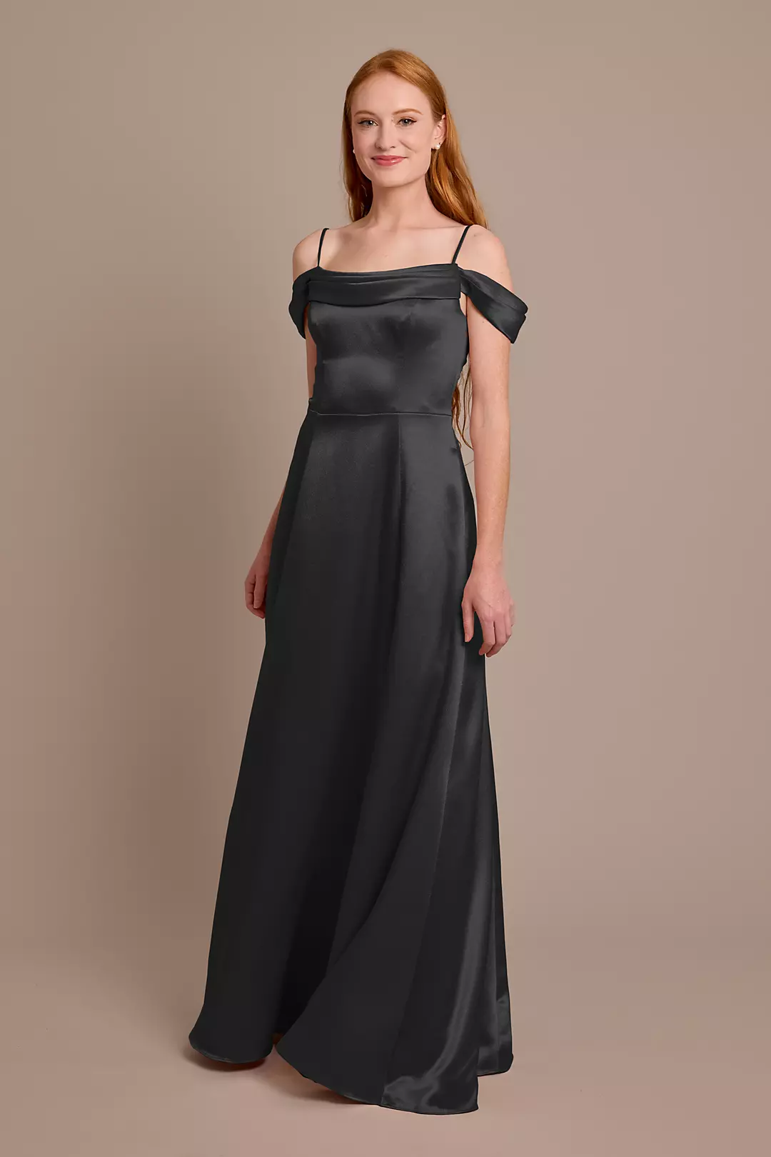 Luxe Charmeuse Off-the-Shoulder Bridesmaid Dress | David's Luxe Charmeuse Off-the-Shoulder Bridesmaid Dress | David's