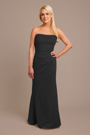 Black Strapless Bridesmaid Dress