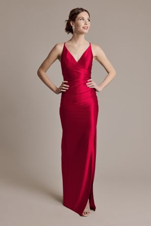 Picture of Sculpting Satin V-Neck Cross-Back Dress