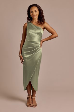 draped one shoulder midi dress Alessia Draped Midi Dress 6 / Kelly Green
