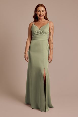 Spaghetti Straps A-line Satin Max Dresses Grape